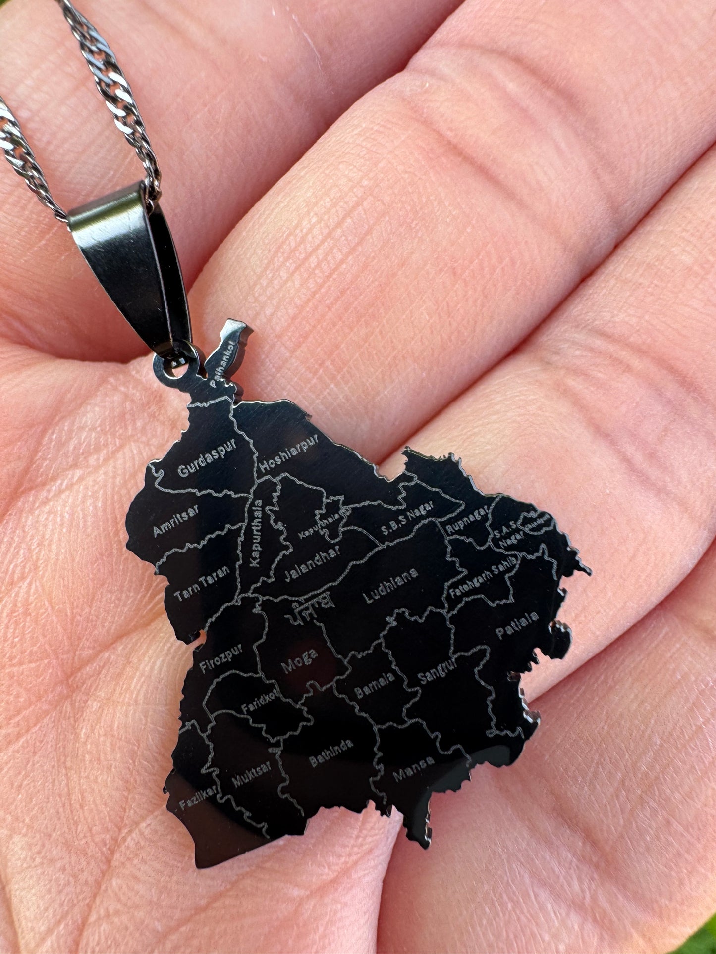 Engraved State of Punjab Map Necklace