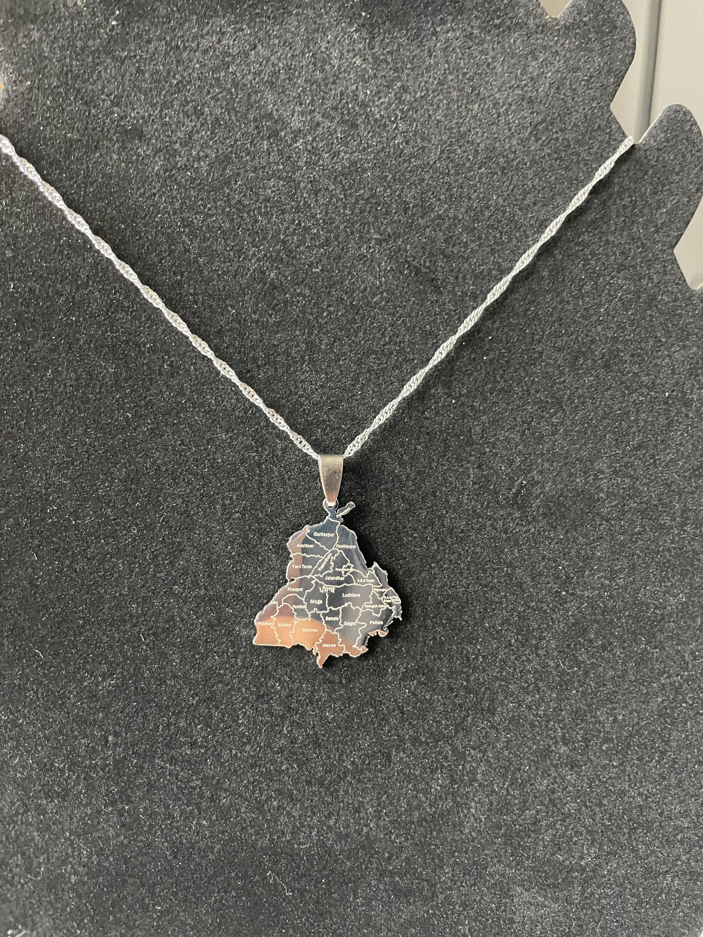 Engraved State of Punjab Map Necklace