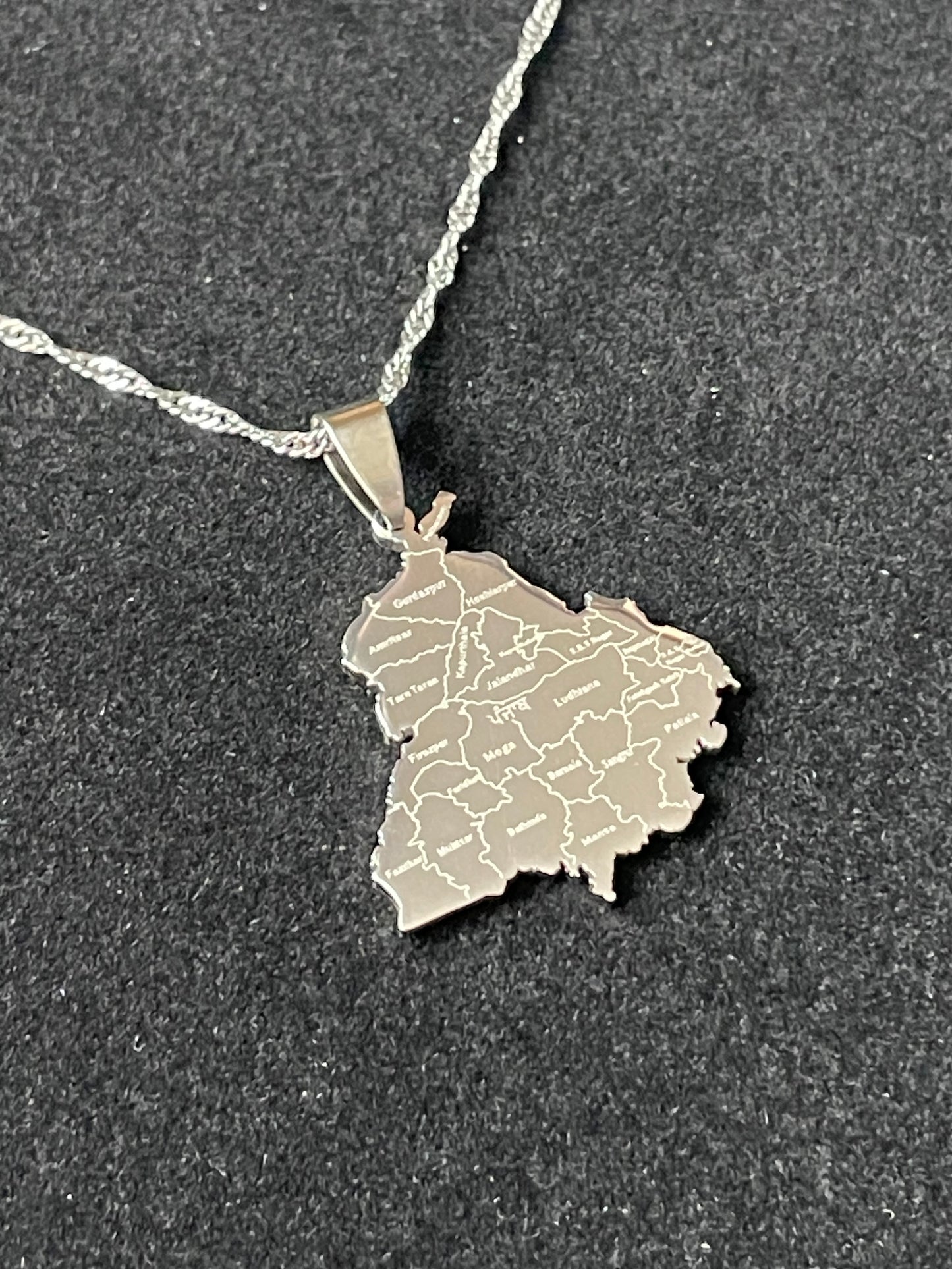 Engraved State of Punjab Map Necklace