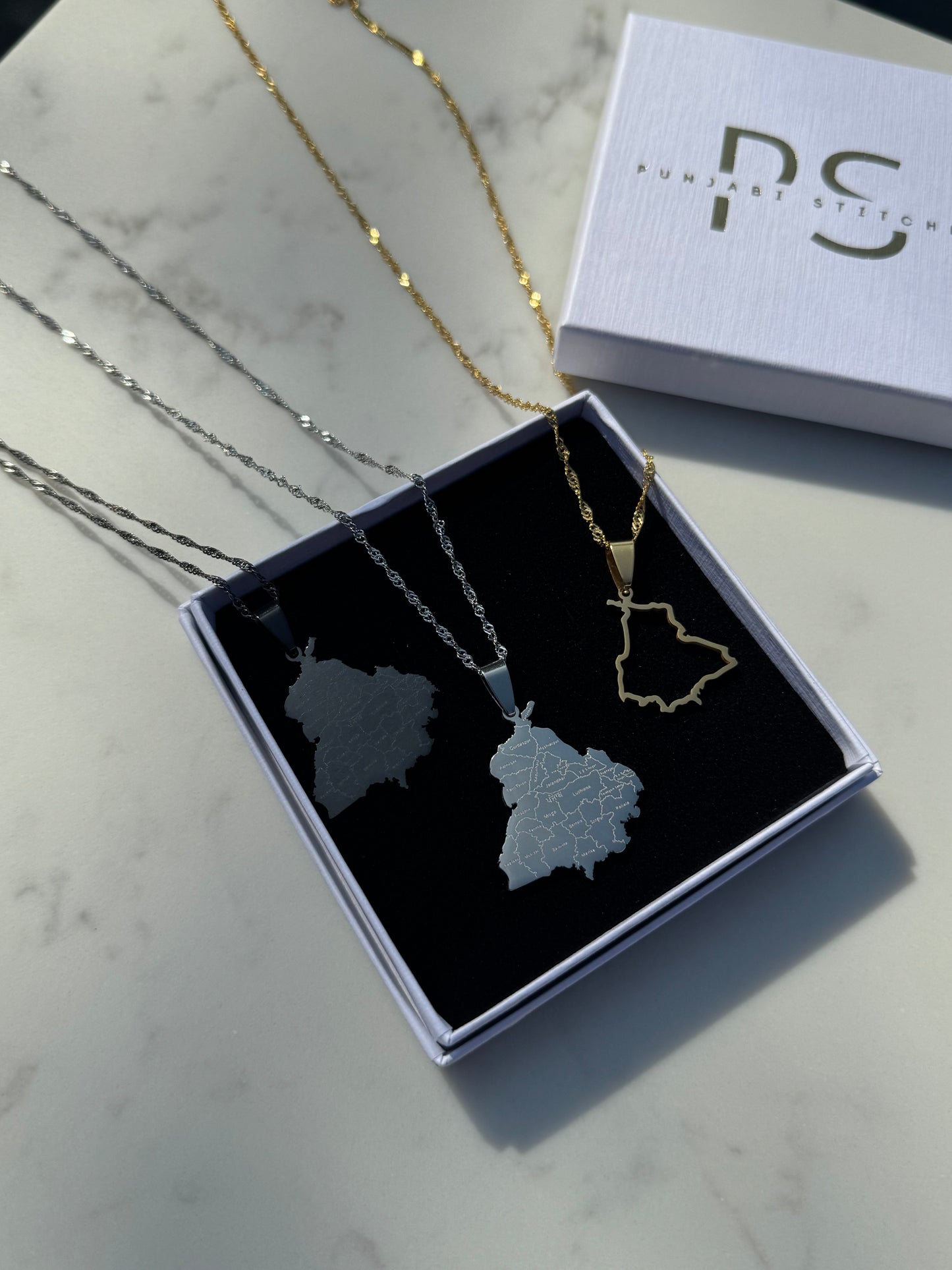 Engraved State of Punjab Map Necklace