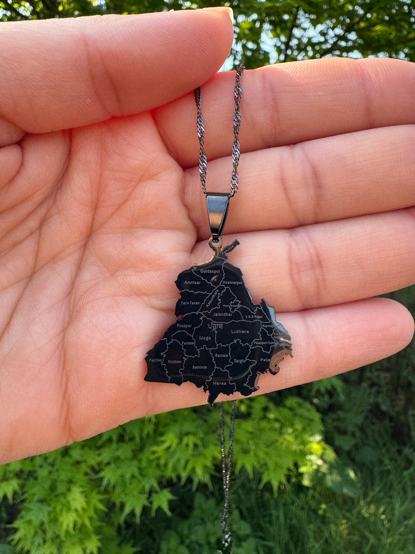 Engraved State of Punjab Map Necklace