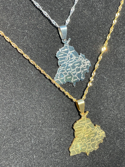 Engraved State of Punjab Map Necklace